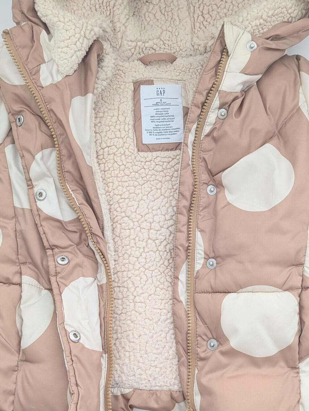 GAP Girls' (Size 5) Sherpa-Lined Puffer Jacket w/Hood - Picture 11 of 15